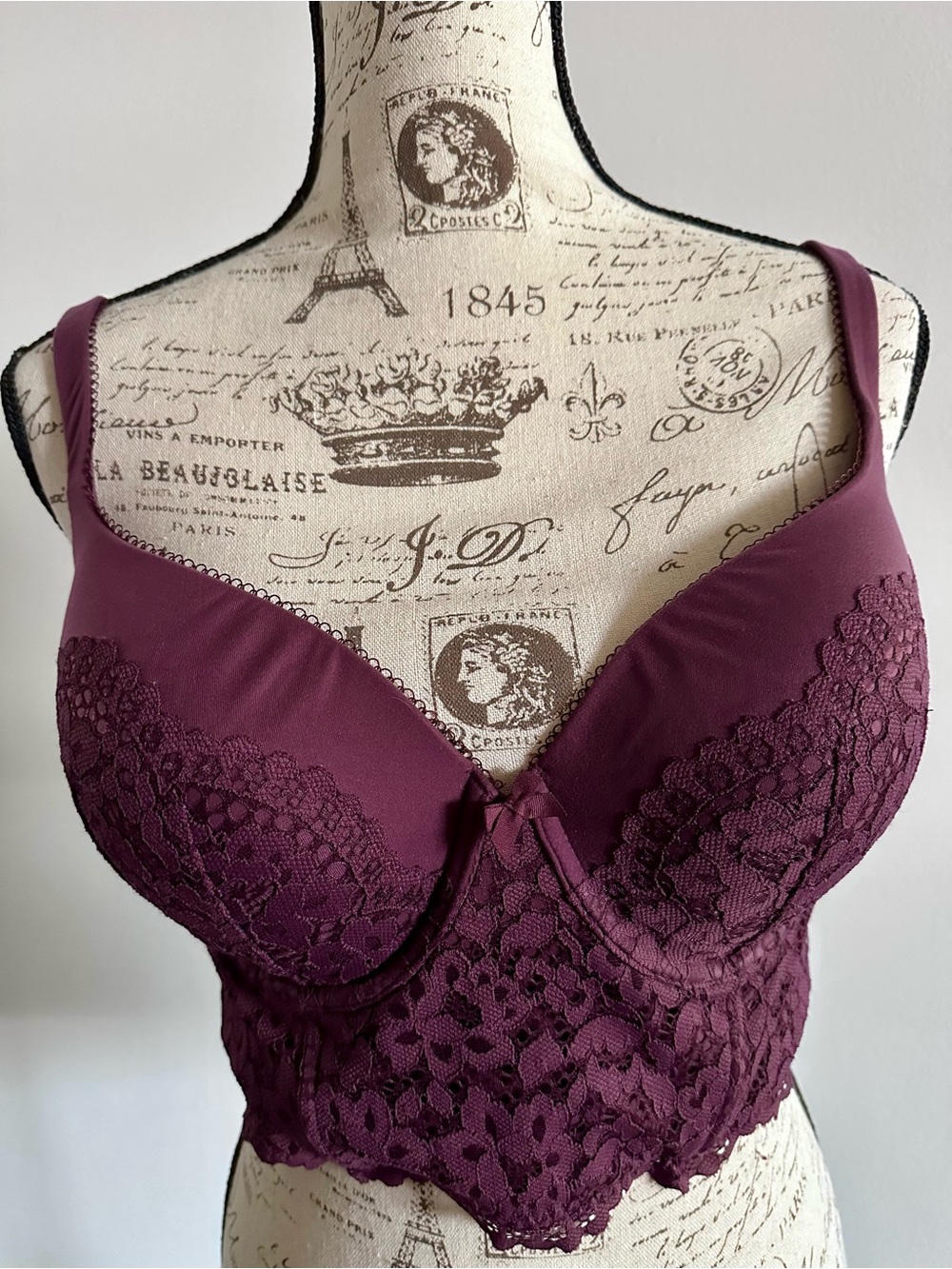 Women’s Lace Longline Bra — Plum
